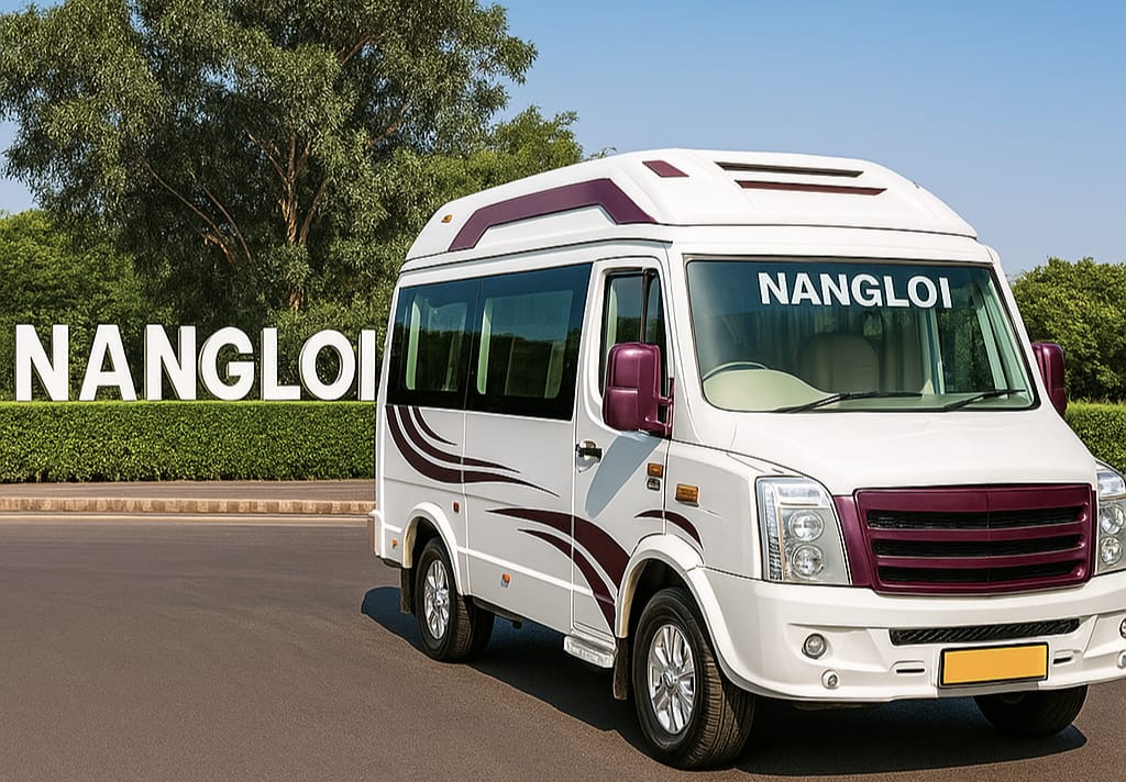 white beautiful luxurious mini bus Parked at Nangloi city 